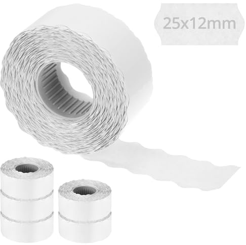 QWORK® 9.000 etiquetas autoadhesivas 26x12 mm blancas para etiquetas de precios - rectangulares con borde ondulado
