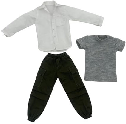ＡＷＨＡＯ 3 Stücke 1/6 Skala Männliche Puppe Kleidung Mode Dekoration Puppe Kleidung Cosplay Hosen Shirts für Action Figur, Weiß