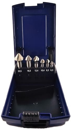 WRS Qualitäts Kegelsenker Satz, Industriequalität, in ROSE-Kunststoffkassette, 6,3-20,5 mm Ø, 6-tlg., HSS-E (Co) - für Edelstahl