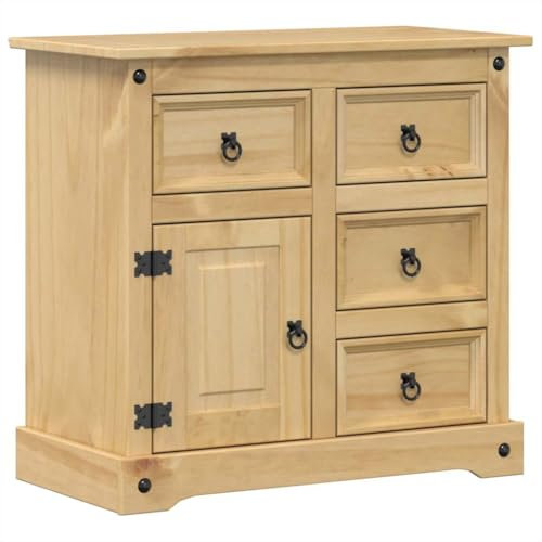 Sideboard Corona 80x40x75 cm Massivholz Kiefer Küchenbuffet Barschrank Küchenschränke Vitrinenschrank Küche für Café Küche Wohnstube Speisesaal
