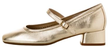 Reqins Ballerines Kelly Cuir Platine (Or, Système Taille Chaussures EU, Adulte, Femme, Numérique, Moyen, 38)