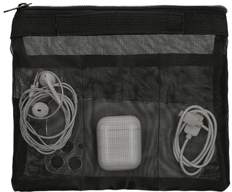 kwmobile Reise Organizer aus Mesh - Zubehör Organizer - Meshtasche für Handy Kabel Power Bank Festplatten Ladegerät - Reißverschlusstasche - Schwarz