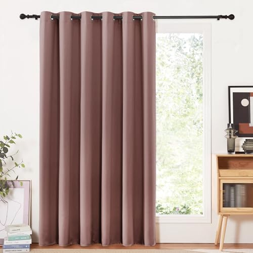 PONY DANCE Extra Breite Gardinen Blickdicht 1 Stück H210 x B200 cm | Altrosa, Verdunkelungsvorhang, Sichtschutz, UV-Schutz, Raumtrenner, für Schlafzimmer, Wohnzimmer, Hitzeschutz, Ösenschal