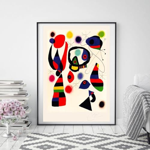 GKUVBF Joan Miro Poster, moderner Surrealismus, Leinwandgemälde, abstrakte Ausstellung, Kunstdrucke, Wandkunst, Bild, Wohnzimmer, Heimdekoration, 60 x 80 cm, rahmenlos