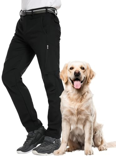 Winebox Mens Waterproof Winter Trousers,Hiking Fleece Lined Thermal Softshell Ski Cargo Pants for Outdoor Walking Climbing(Black-36)