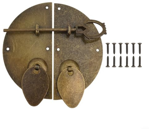 Antiker Türriegel im chinesischen Stil, Ziehgriff, Vintage, Bronze, Eisen, Möbelbeschläge, Schranktürschloss, rund, Retro-Design, mit Bolzen für Schränke, Kleiderschränke, Schubladen