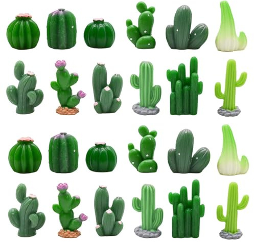 YARNOW Mini Cactus de Resina, 24 Piezas, 12 Estilos, Decoración de Mesa