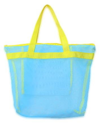 Sac de plage en maille pour jouets, articles de toilette, sac à main de grande capacité pour les vacances, les voyages, les produits de toilette de grande capacité, Bracelet bleu jaune, Beauté de