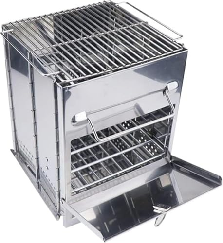 Barbecue a carbonella portatile pieghevole con manico pieghevole, ideale per campeggio e cucina all'aperto