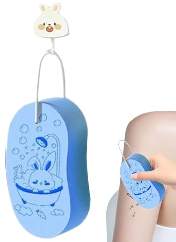 Esponja de baño para bebé, suave esponja de ducha para niños pequeños con cuerda de viaje, esponja de baño portátil con diseño de dibujos animados para niños pequeños y niños