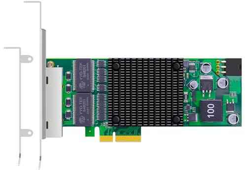 GLOTRENDS ST7456 Tarjeta de Red PoE+ Gigabit de 4 Puertos, Diseño Protegido contra Sobretensiones para Instalación al Aire Libre, Puerto LAN RJ45 Ethernet, Interfaz PCIE 2.0 X4