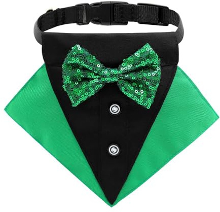 AMISENK Patrick Day Dog Bandanas Collar with Bows Tie Triangle Bib Scarves Neckerchief for Pet Patrick Day Bandanas Triangle Bib Scarves Neckerchief