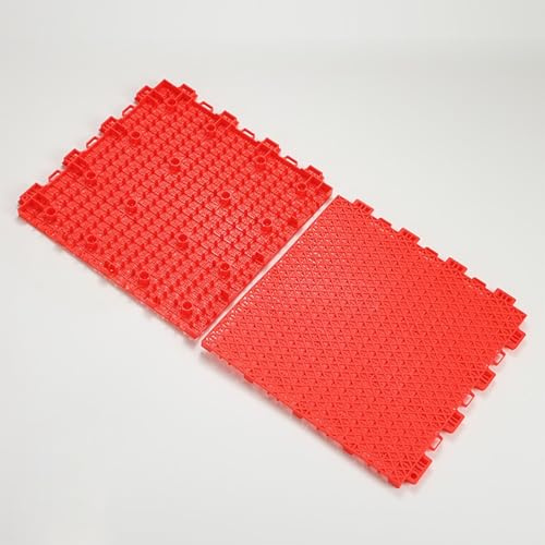 Bodenschutzmatte Zuschneidbar Fallschutzmatten Outdoor Drainage Mat Badezimmer, Garageneinfahrten und Ausfahrten(Red,40pieces)