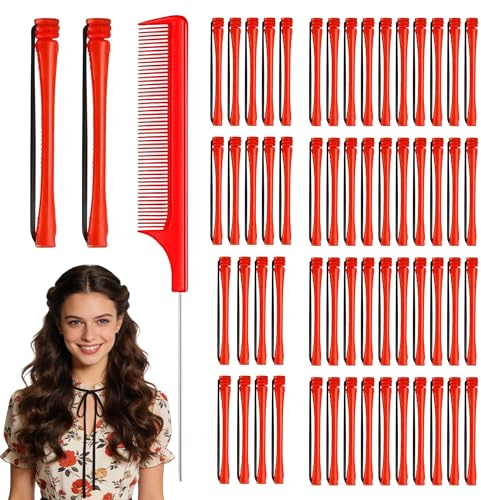 60PCS 0.5x6cm Perm Rods for Short Hair, Includes 1 Pin Tail Comb | Cold Wave Hair Curling Perm Rollers, Perm Kit for Men & Women, Home & Salon Use