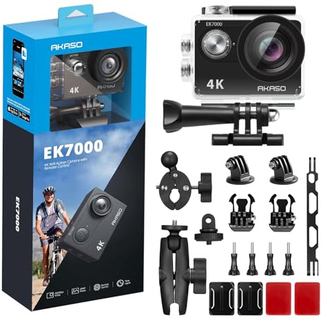 AKASO EK7000 Action Camera and Motorcycle Accessories Kit Bundle