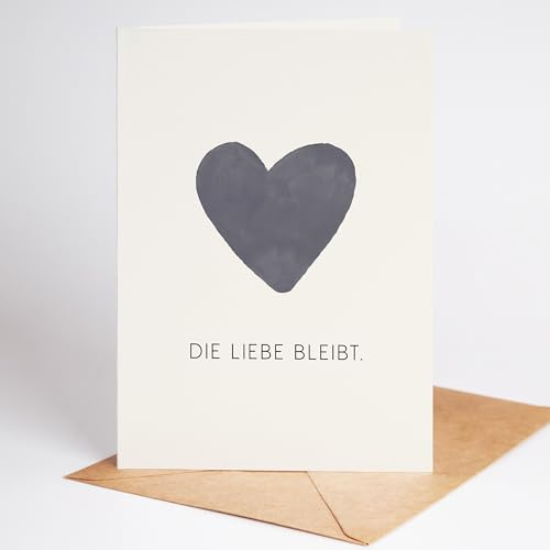Lovely Cards - Die Liebe bleibt- Beileidskarte mit Umschlag - Trauerkarte (A6) Beileidskarte stilvoll & hochwertige Kondolenzkarte für Trauerfall, Beerdigung, Anteilnahme