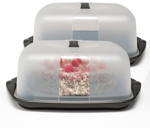 Hausfelder Kuchen Transportbox Set 2x quadratisch 28,5 cm, BPA-frei | 2 quadratische Boxen 28, 5 x 28, 5 x 13, 5 cm mit Deckel, Transport & Aufbewahrung, BPA-frei
