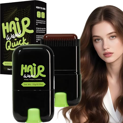 Instant Root Touch Up Hair Color Stick with Built-In Comb - Temporary Grey Coverage, Quick-Dry Waterproof Sweatproof Formula, Washable Plant-Based Hair Concealer, Mess-Free Easy Application (Coffee)