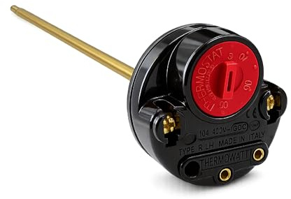 Termostato elettrico 270 mm, regolatore con asta e doppia sicurezza, compatibile con scaldabagno elettrico e sistemi solari FLUVIA