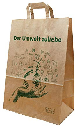 good4food 250 Stück FSC Papiertragetaschen Der Umwelt zuliebe | 32+16x44 cm | Tragkraft 10 kg