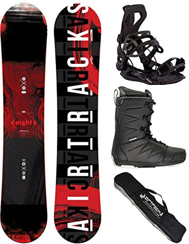 Airtracks Snowboard-Set Herren Snowboard Wide Eight Freestyle Freeride 160 - Snowboard Bindung Master - Softboots Star Black 43 - SB Bag