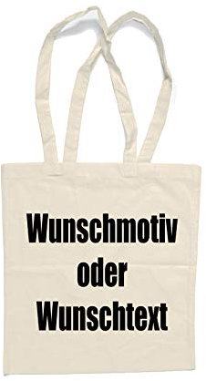 T-Shirt Laden 50 x Baumwolltasche Langer Henkel mit persönlichem Motiv Bedrucken (persönliche Fototasche mit eigenem Bild und Text)