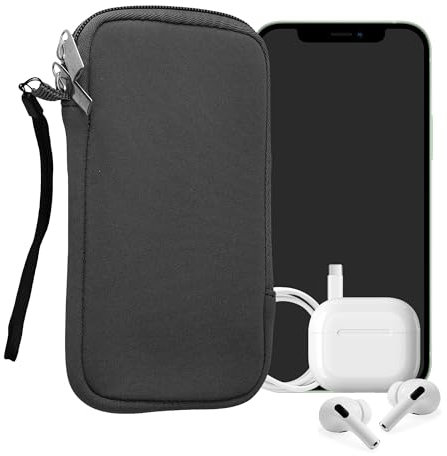 kwmobile Handytasche für Smartphones L - 6,5 - Neopren Handy Hülle Grau - Handy Tasche 16,5 x 8,9 cm Innenmaße