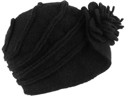 Damenhut Winter Schwarz Vintage Mütze Beret Wolle Wolle, Melia – Damen Gr. Einheitsgröße, Schwarz