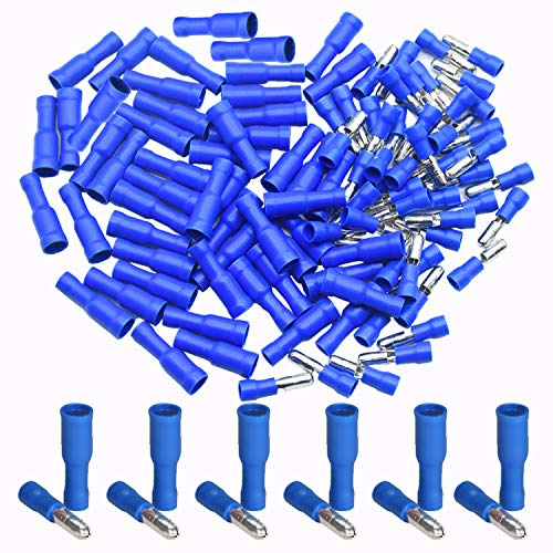 CEEYSEE 100 Pezzi Connettori Elettrici Terminali a Crimpare Connettori per cavi elettrici a Testa a Proiettile – Per Cavi Da 1,5 – 2,5 mm² (Blu/YPZL)