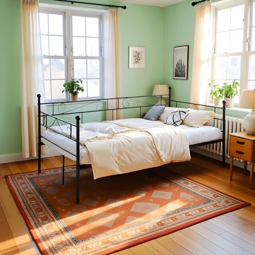 H.J WeDoo Metall Tagesbett Bettsofa Schlafsofa Einzelbett Metallbett mit Lattenrost, für Gästezimmer Schlafzimmer Kinderzimmer Wohnung(Schwarz)