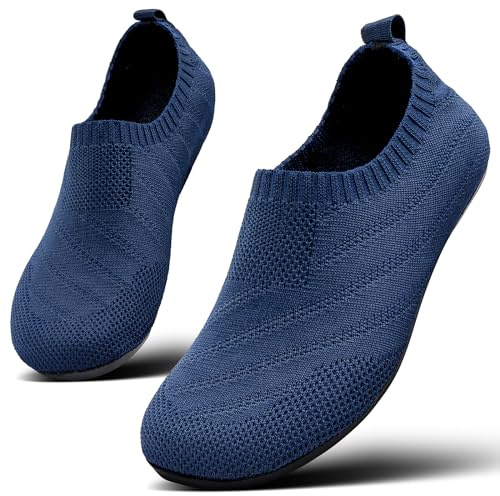 Sosenfer Chaussons pour femmes et hommes|Pantoufles souples avec semelle antidérapante en caoutchouc|Chaussures respirantes pour la maison,la salle de bain et l'hôtel-SHLAN-40