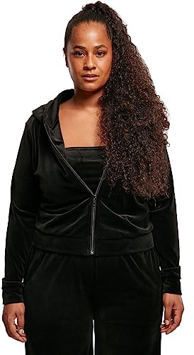 Urban Classics Sweat Zippé À Capuche Court Velours Femme Sweat-Shirt zippé à Capuche Noir L