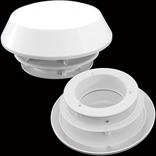 pro-Styling Aérateur de toit champignon pour caravane, camping-car, bateau, blanc 2 pièces avec raccord de tuyau de 85 mm