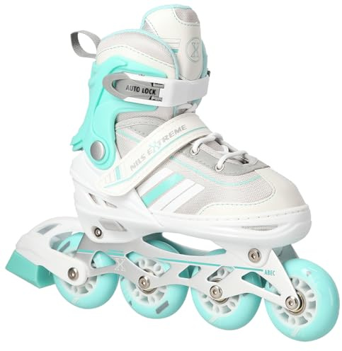 Nils Extreme Inline Skates 2in1 - Schlittschuhe Kinder - Inliner für Kinder und Erwachsene - Rollerblades mit ACEB7-Lager - Eislaufschuhe Kinder – Verstellbare 39-43 - Weiß und blau - NH18191