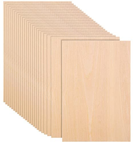 Lindenholzplatten, 20,3 x 30,5 cm, dünne Sperrholzplatten, dünne und unlackierte Holzbretter für Handwerk, Hobby, Modellbau, Holzverbrennung (200 x 300 x 2 mm), 25 Stück