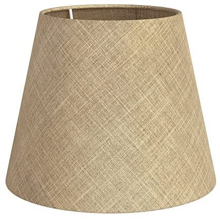 ledscom.de Lampenschirm, Leinen, Jute, Hanf, Textil, Stoff, natur-beige, 200mm Ø