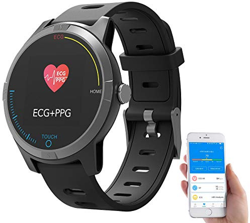 Newgen Medicals Smartwatch EKG Blutdruck: Fitness-Uhr mit Bluetooth, Herzfrequenz (Versandrückläufer) (Smartwatch Blutdruckmessung, Fitnessuhr mit EKG und Blutdruck, iPad)
