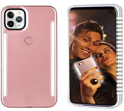 GSRYPC LED Light up case for iPhone 14 pro max,LED Illuminated Selfie Light[Rechargeable],Great for a Bright Selfie Light Up Case Cover (for iPhone 14 pro max-Rose Gold)