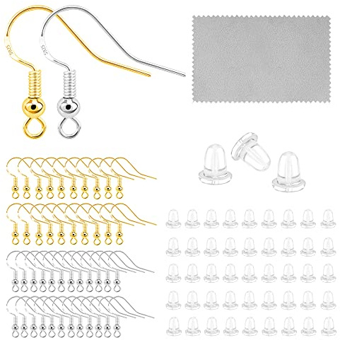 60Stück Silber 925 Ohrringhaken mit Stopper Gold Ohrringe Selber Machen Set | Ohrringhaken Fisch Ohrhake Tropfenohrring Ohrhänger Ohrringe Selber Machen Set Ohrringverschluss Schmuckherstellung Zubehör