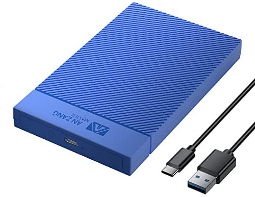 Boîtier de Disque Dur 2,5 - SANZANG Boîtier de Disque Dur USB 3.0 sans Outil Prise en Charge UASP pour Disque Dur SATA 2,5 Pas de 9,5 mm 7 mm Comprend Un câble Type-C vers A, Bleu