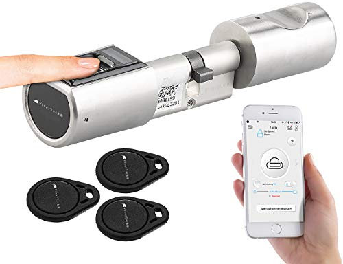 VisorTech Türschloss Finger: Elektronischer Tür-Schließzylinder, (Versandrückläufer) (Schloss mit Fingerabdruck, Digitales Türschloss Fingerabdruck, RFID)
