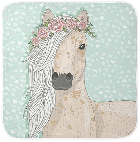 Ceiurey Badetuch für Babys, Jungen, Mädchen, Motiv: süßes Pferd, Rose, Einhorn-Kapuzenhandtuch, Neugeborene, Kleinkinder, Bio-Baumwolle, Waschlappen, Duschtuch, Strandtuch, 76,2 x 76,2 cm