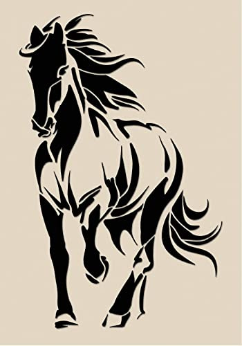 Pferd Schablonen, Großformat Wandkunst Malerei Schablone, Wiederverwendbare Kunststoff Dekoration Vorlage (Pferd-7, M)