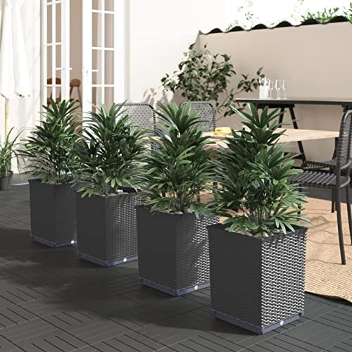 LAPOOH Pflanzgefäße 4 STK. Schwarz 30x30x37 cm Polypropylen Blumentopf, Kräutertopf, übertopf, Flower Pots, Anzuchttöpfe, Pflanzkübel, Tomaten Kübel, 364187