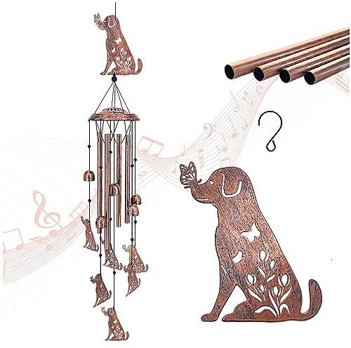 Hunde-Windspiel, Outdoor-Hundegeschenke für Frauen/Männer/Mutter/Oma/Frau/Freunde, Geburtstagsgeschenke, Gedenkgeschenk, Metall-Windspiele für draußen/drinnen, Zuhause, Rasen, Veranda, Terrasse,