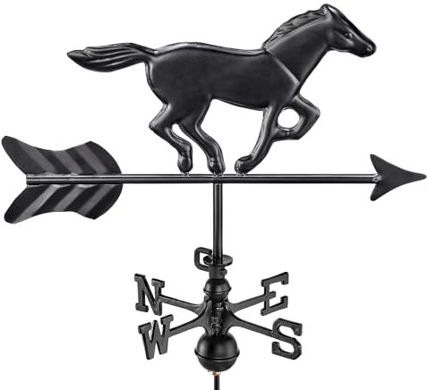 Girouette Moderne inspirée de la Ferme pour Chevaux/abri de Jardin 801KR avec Support de Toit – Finition Noire Good Directions