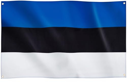 Runesol Estland Flagge, 91x152cm, 4 Ösen, eine in jeder Ecke, Estnische Flagge, Eesti Vabariik, Republik Estland, Eesti, Premium-Flaggen für drinnen und draußen, Fahne, lebendige Farben