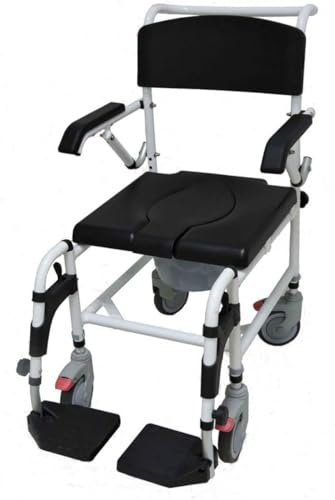 Sedia Con WC Per Anziani Disabili, Sedia Da Toilette Sedia Da Doccia Sgabello Per Sedie A Rotelle Da Bagno WC Mobile Per Sedia Comodino Con Braccioli E Ruote Seduta Ergonomica