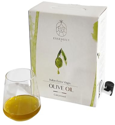 Essensily Olio Extravergine di Oliva 3L – Bag in Box – Formato Convenienza – 100% Italiano – Spremitura a Freddo – Non Filtrato