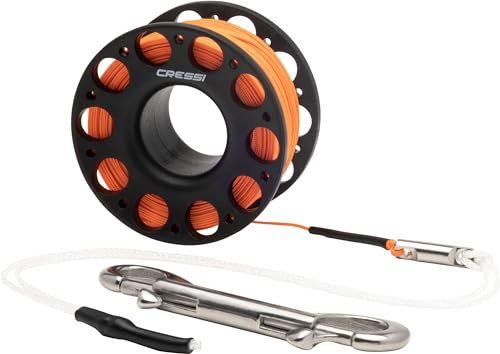Cressi Finger Spool w/SS Bolt Snap 15m Black, Bobina Tecnica Completa di Sagola e Moschettone, Nero, Unisex